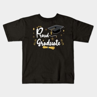 Proud Graduate | Bold White Text Family Graduation Kids T-Shirt